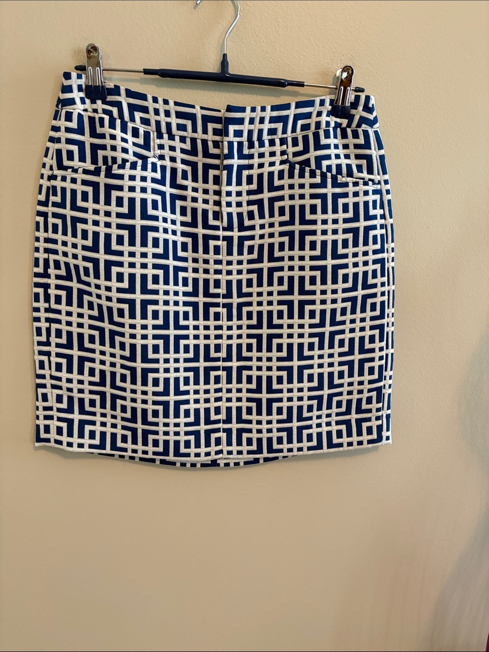 LOFT Blue and White Patterned Skirt